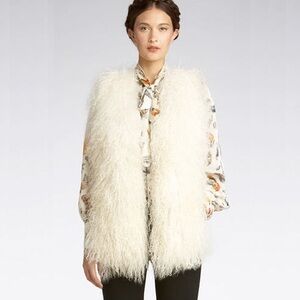 New UGG Abbey Mongolian Shearling Vest in Cream, Genuine Lambskin / Sheepskin XS